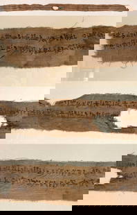 Egyptian Linen Band Hieratic Script Book of the Dead: Egypt, New Kingdom to Late Period, ca. 1300-700 BCE. Ink on linen. A remarkably well-preserved linen funerary band inscribed in flowing hieratic script, excerpted from the Book of the Dead, the