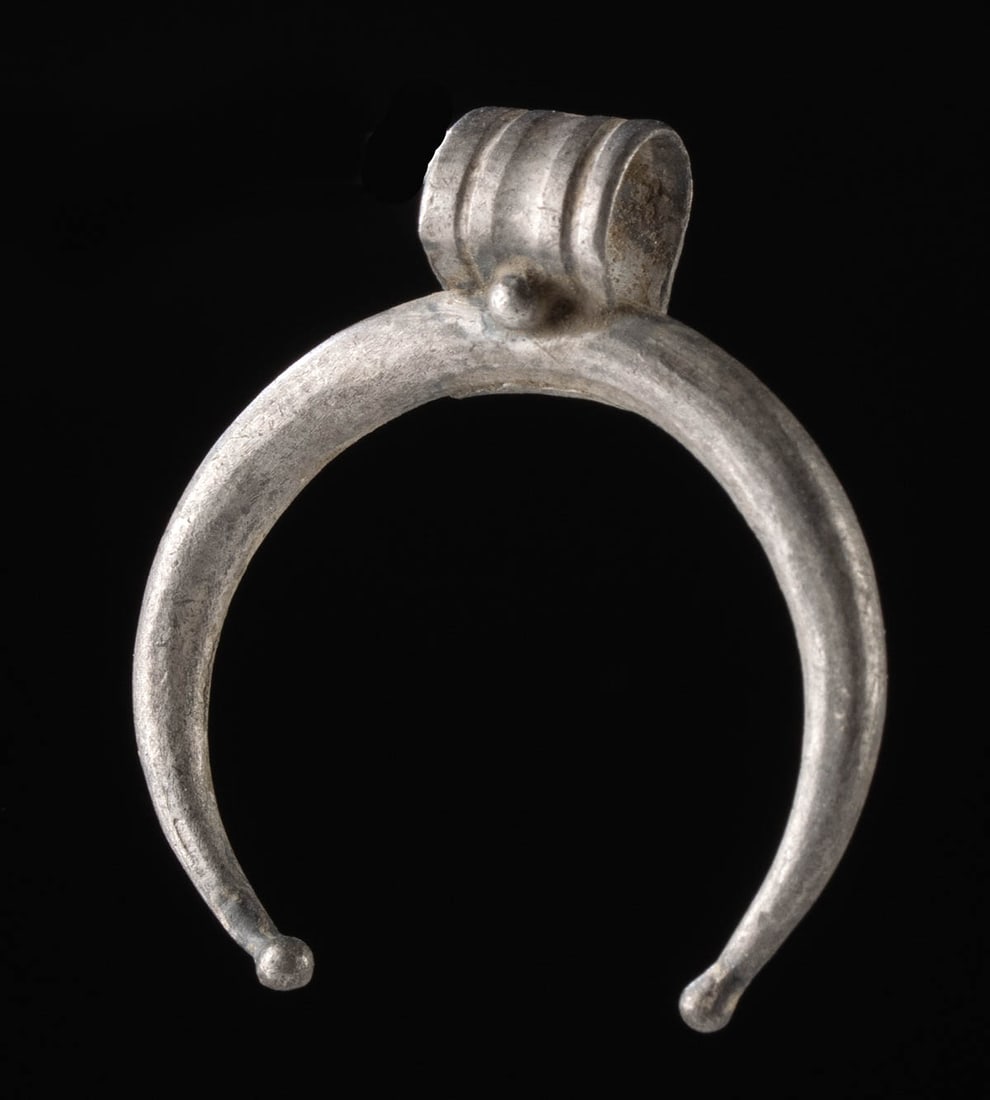 Ancient Roman Silver Crescent Pendant w/ Granules (1 of 2)