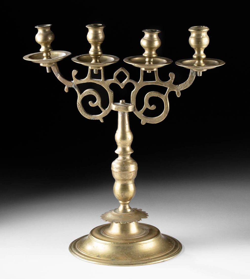 17th C. Spanish Brass Candelabra (1 of 3)