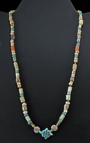 Romano-Egyptian Glass, Faience, Silver & Gold Necklace