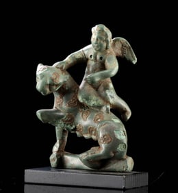 Exhibited Roman Bronze Cupid on Panther, ex-Christie's