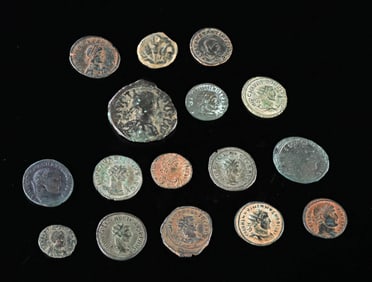 16 Roman & Byzantine Ancient Bronze & Silvered Coins