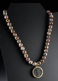 Judean Bar Kochba Revolt Coin Gold Bezel, Necklace