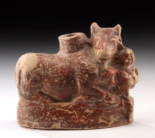 Roman Pottery Vessel - Mithras Slaying the Bull