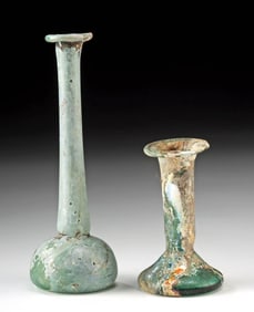 Two Roman Glass Candlestick Unguents