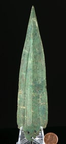 Ancient Levant Canaanite Bronze Spearhead + Blue Patina
