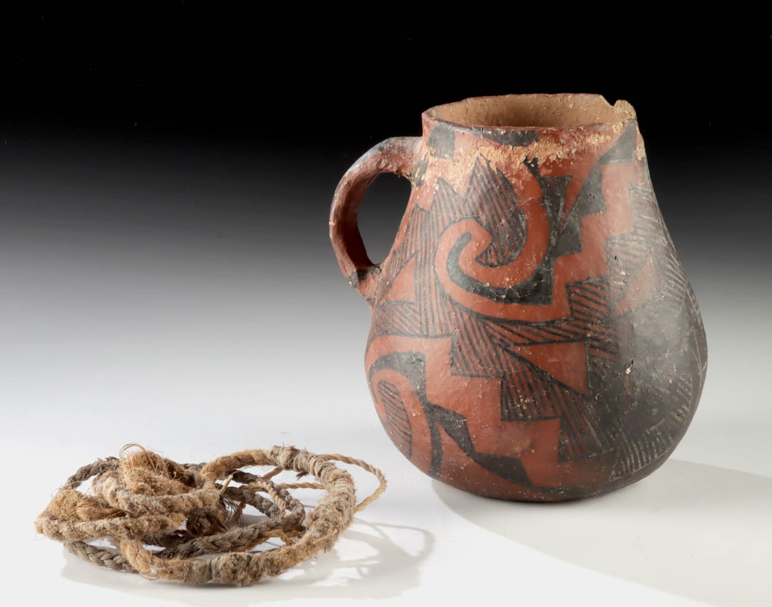 Anasazi St. Johns Black on Red Pottery Pitcher Vessel (1 of 5)