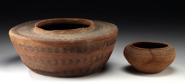 2 Native American Coiled Baskets, ex Joni Mitchell