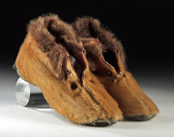 1900s Inuit Seal Fur Slippers European Style Soles