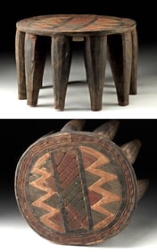 African Nupe Wood Ten-Leg Marriage Stool