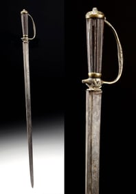 18th C. English Hunting Sword - Brass Hilt w/ Animals