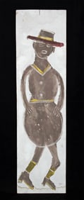 Jimmy Lee Sudduth Painting on Board - Man in Hat