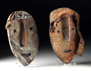 Two Jerry W. Coker Metal Masks - "Choices" & "Love"
