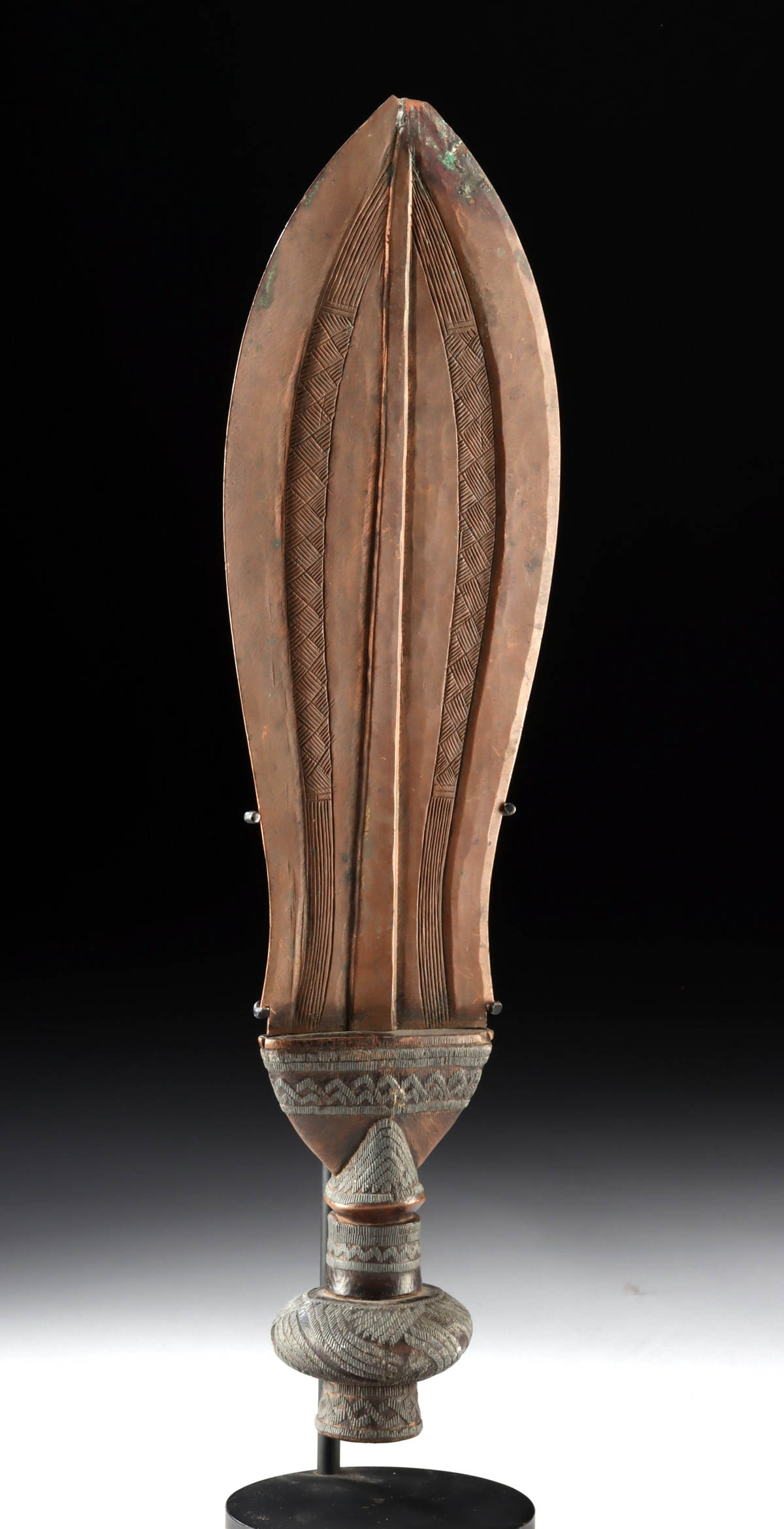 Early 20th C. African Congolese Kuba Copper Ikula Knife (1 of 3)