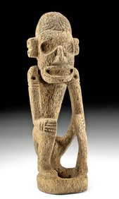 Rare Taino Arawak Carved Wood Figure Abstract Male