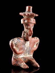 Nayarit Pottery Seated Figure - Gourd Headdress