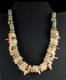 Ancient Mesoamerican Stone & Shell Bead Necklace Strand