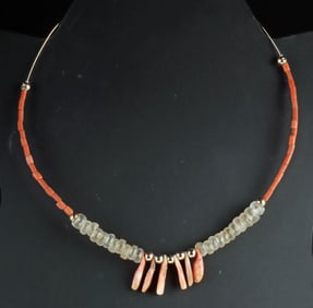 Pre-Columbia Necklace of Rock Crystal & Shell Beads