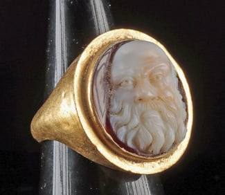 Roman Gold Ring with Agate Cameo of Silenus