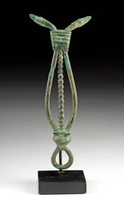 Roman Bronze Bifurcated Handle with Suspension Loop