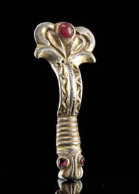 Merovingian Gilt Silver Brooch - Garnet and Agate Inlay