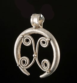 Viking Silver Pendant - Openwork Scroll Design
