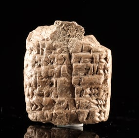 Cuneiform Script on Ancient Mesopotamian Pottery Tablet