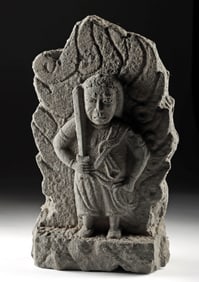 18th C. Japanese Edo Stone Relief - Fudo Myoo