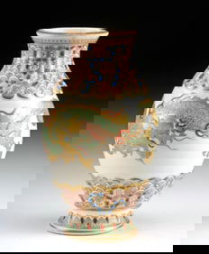 Japanese Gilt Satsuma Vase w/ Dragon & Flaming Pearl