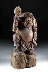 Japanese Meiji Wood Mingei Figure (of Daikoku)