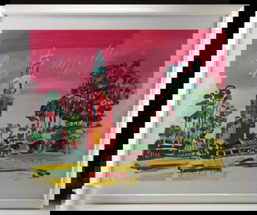 1990 Peter Max Print - "Balboa Park" (27/150): Peter Max (American, b. Germany 1937). "Balboa Park" silkscreen, edition 27 of 150, 1990. Numbered in red pencil lower left. Signed in multicolored pencils lower right. Peter Max blind stamp lower lef