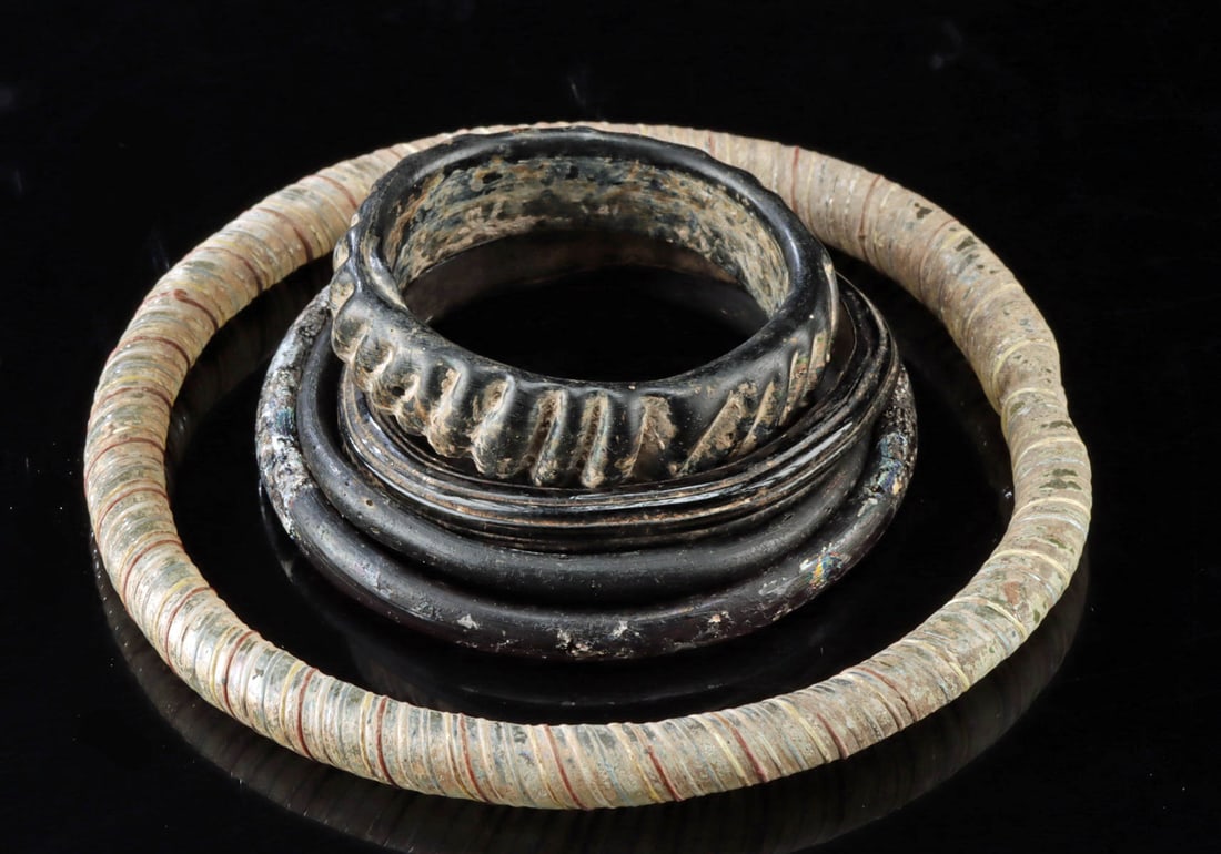 Five Roman & Byzantine Glass Bangles - Varied Styles (1 of 1)