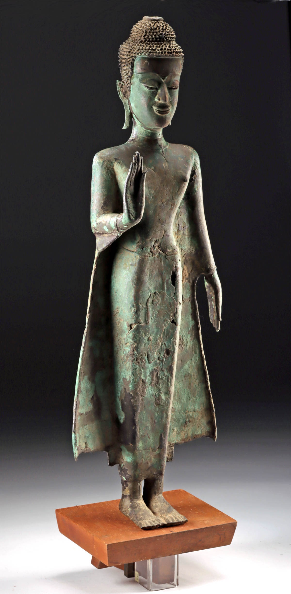 19th C. Thai Rattanakosin Brass Standing Buddha (1 of 3)