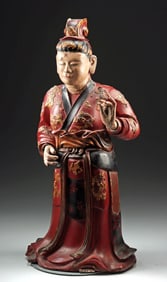 16th C. Ming Gilt Lacquer Daoist Immortal in Ritual Robes