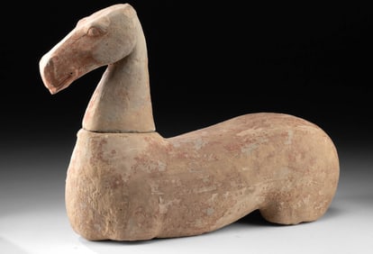 Chinese Han Dynasty Red-Slipped Two-Part Horse (Mingqi)