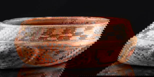 Maya Ulua Valley Polychrome Frog Effigy Bowl: Pre-Columbian, Maya, Ulua Valley, Honduras, ca. 7th to 9th century CE. A lively fusion of function and symbolism, this hand-built polychrome bowl from the Ulua Valley of Honduras takes the form of a s