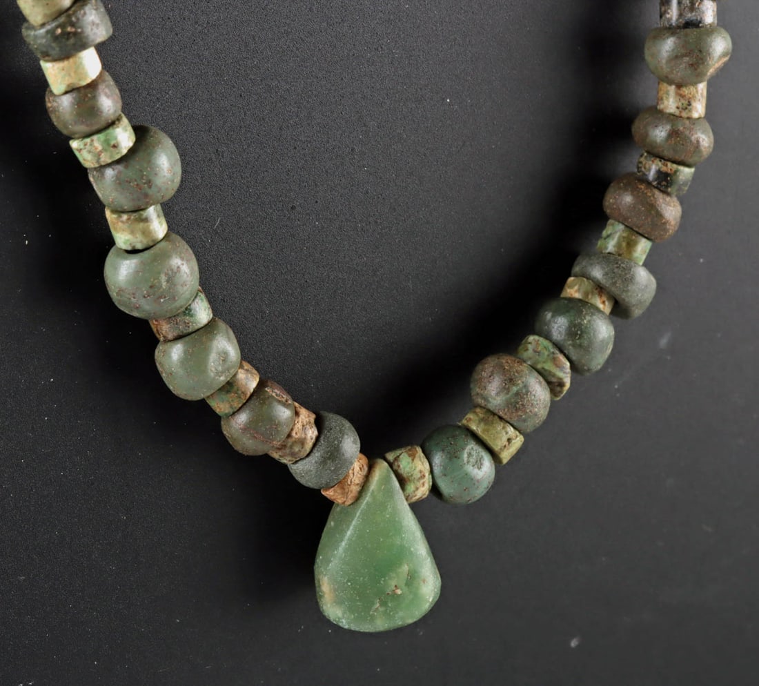 Ancient Guerrero Mezcala Greenstone Bead Necklace (1 of 2)
