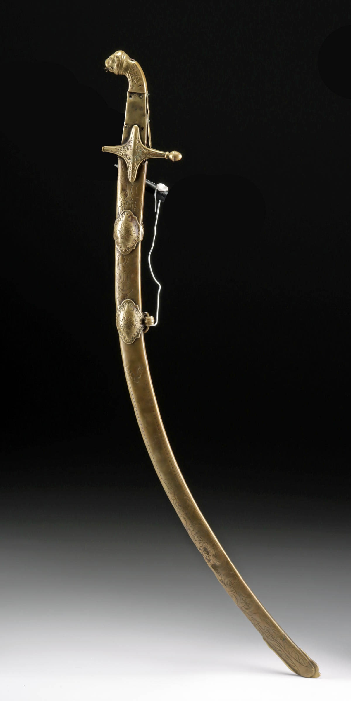 Islamic Napoleonic 19th C. Lion Headed Shamshir Sword (1 of 4)