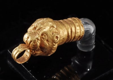 Achaemenid Repousse Gold Lion Head Terminal