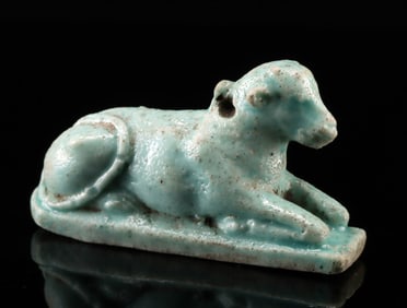Egyptian Faience Amulet - Hathor as Recumbent Cow