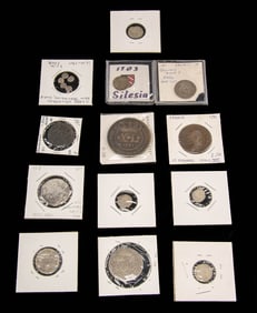 14th-19th C. Silver Copper Currency Europe & Asia, 17pc