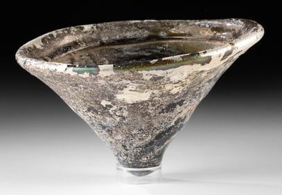 Byzantine Glass Oil Lamp - Iridescent Olive Green Form