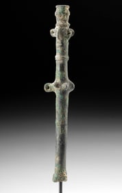 Luristan Copper Finial with Stylized Female Figure