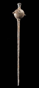 Ancient Luristan Silver Cloak Pin, Poppy Finial