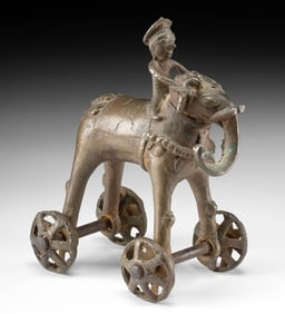 Indian Brass Elephant & Rider Temple Offering / Toy