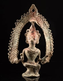 Indian Orissa Bronze Seated Deity