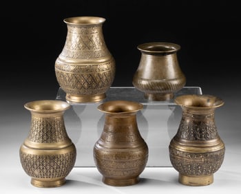 5 Nepalese Brass Amkhora Drinking Vessels