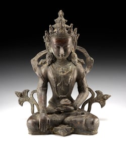 Nepalese Brass Akshobhya Buddha in Bhumisparsha