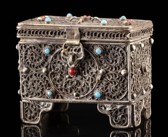 Tibetan Buddhist Brass Ritual Prayer Box Gau