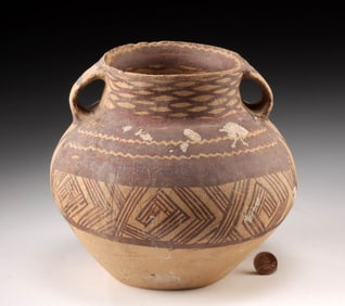 Chinese Neolithic Pottery Vessel Geometric Slip Motifs
